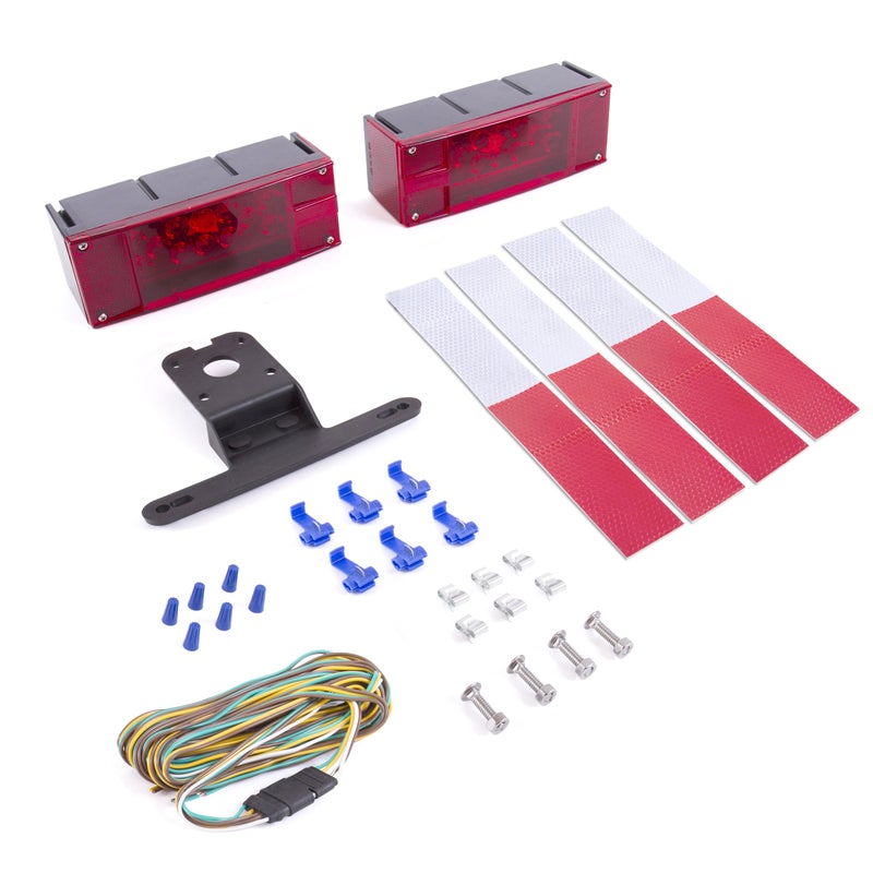 Wellmax 12V LED Boat Trailer Lights Kit, Attachable tail lights for RV, marine, boat, trailer, camper, Low Profile Submersible and waterproof - Image 1